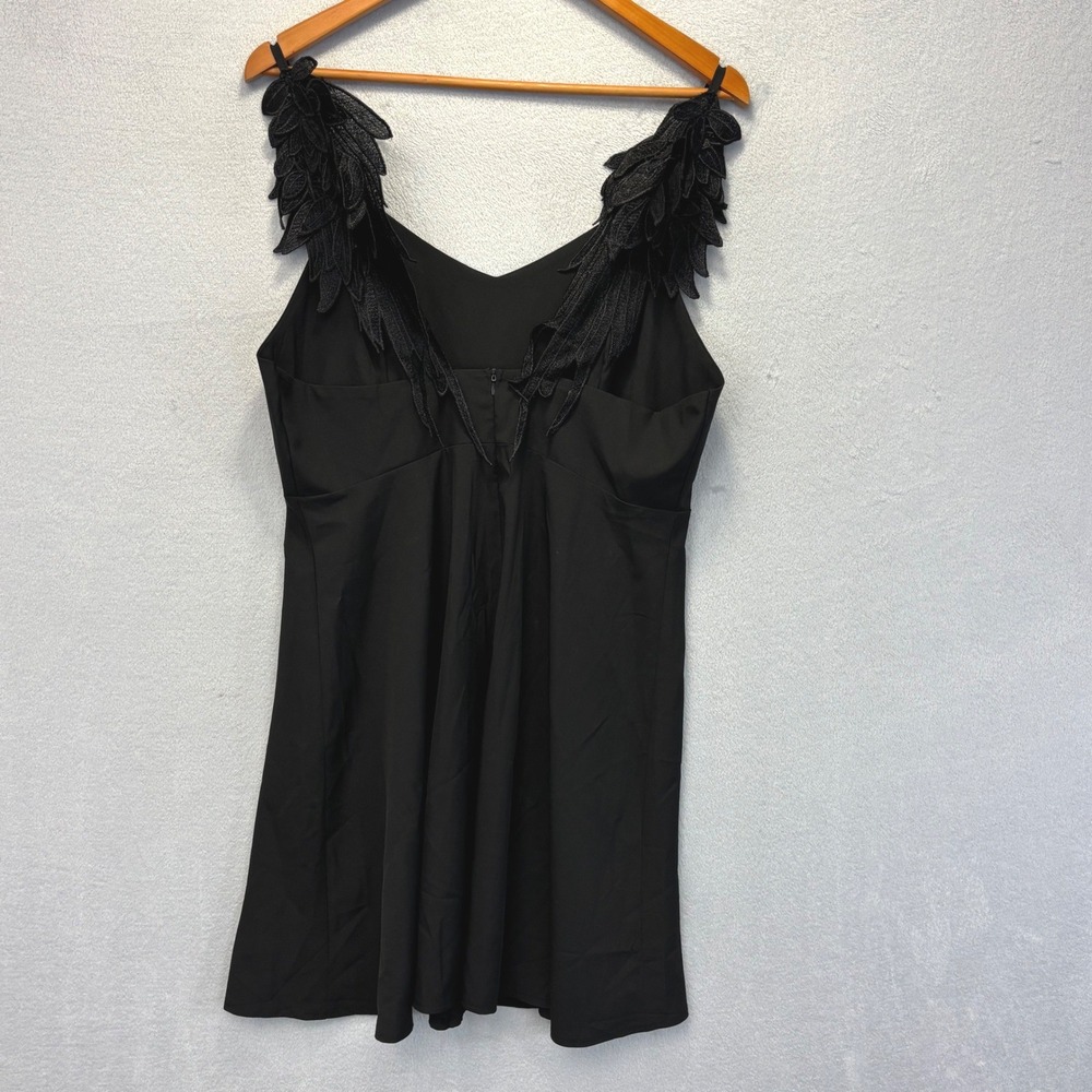 Black Raven Wings Goth Dress Women XL Black Embroidered Bird Costume Halloween